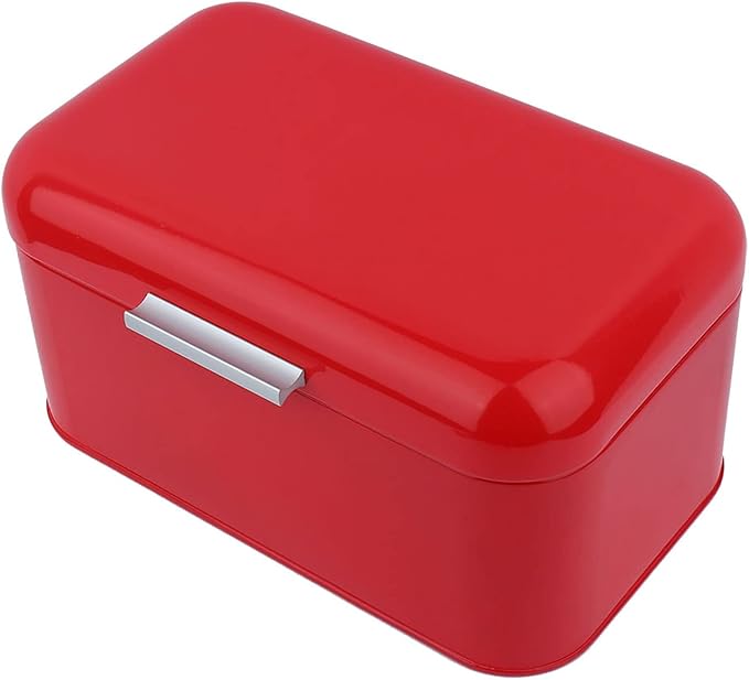 Buachois Large Bread Box,Iron Bread Box with Lid,Metal Bread Storage Bin,Bread Keeper Container,Bread Containers Storage,Modern Solid Color Retro Style,for Kitchen Counter (A)