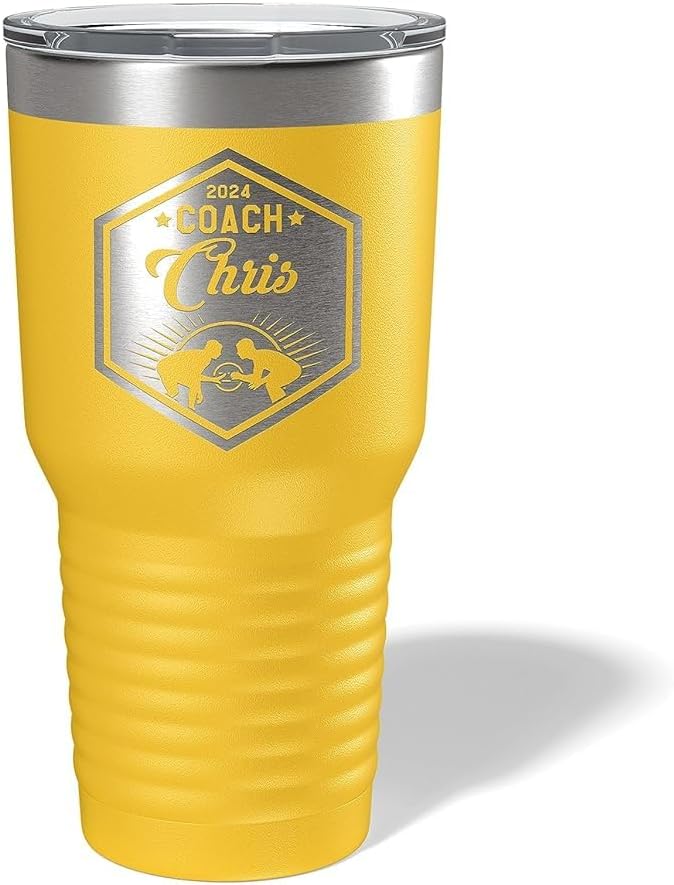 Wrestling Coach gifts, Tumbler, Coach tumbler, Wrestling gifts, Coach Beer glass, Coach gift, Coach gifts, Wrestling Coach (Wrestling Hexagon, Yellow, Wrestling Hexagon 30oz Black)