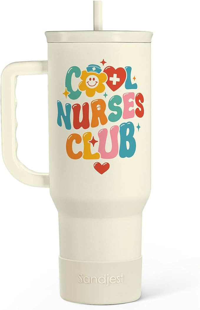SANDJEST Nurse Tumbler 40oz, Cool Club Coffee Travel Mug With Straw - Perfect Nurse Gift for Any Occasion