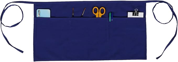 RAJRANG Pure Cotton Waitress Apron Half Server Waist Short Aprons with 3 Pockets