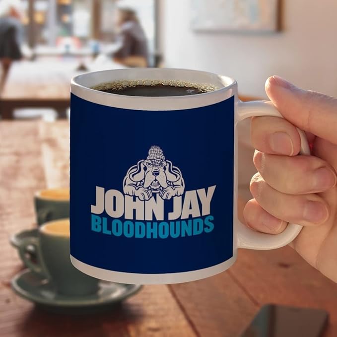John Jay College of Criminal Justice Bloodhounds Logo Ceramic Coffee Mug, Novelty Gift Mugs for Coffee, Tea and Hot Drinks, 11oz, White