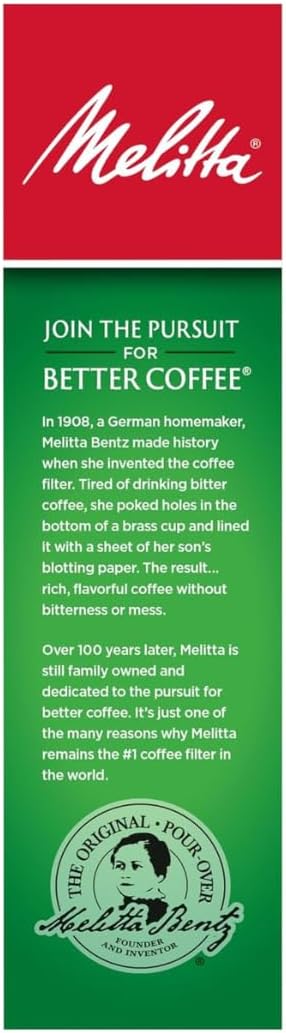 Melitta #4 Cone Coffee Filters, White, 100 Count (Pack Of 6), 600 Total Filters - Fits all 8-12 Cup Cone Coffee Makers and Pour-Overs, Compostable, Tear-Resistant, Made in USA