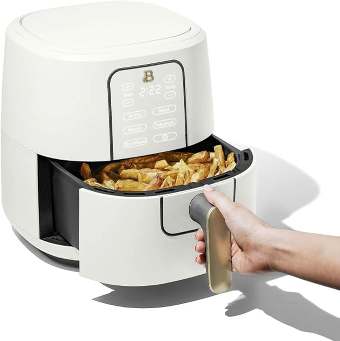 Beautiful 6-Quart Digital Air Fryer, TurboCrisp Technology, Touch-Activated Display, 1750W, 90–400°F, Dishwasher-Safe Basket
