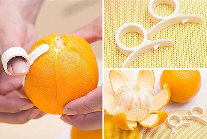 Plastic Orange Skin Remover & Lemon Opener Ring for Grapefruit, Kitchen Gadget for Easy Peeling - Citrus Fruit Peeler Tool