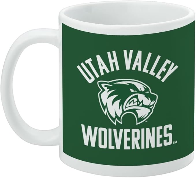 Utah Valley University Wolverines Logo Ceramic Coffee Mug, Novelty Gift Mugs for Coffee, Tea and Hot Drinks, 11oz, White