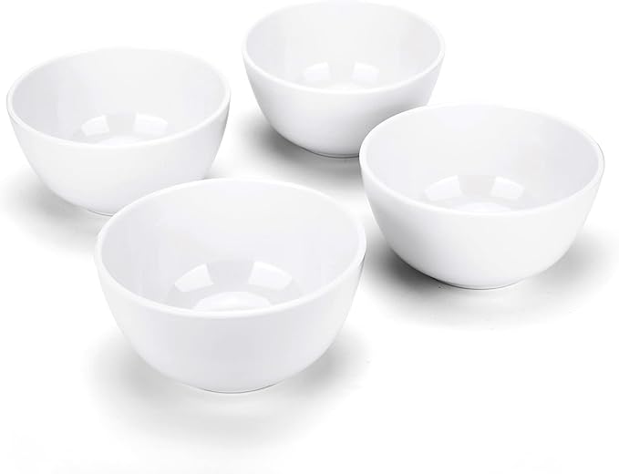 KX-WARE Melamine Bowls with Lids set - 28oz 6inch 100% Melamine Cereal/Soup/Salad Bowls, Set of 6 White | Shatter-Proof and Chip-Resistant Dishwasher Safe, BPA Free