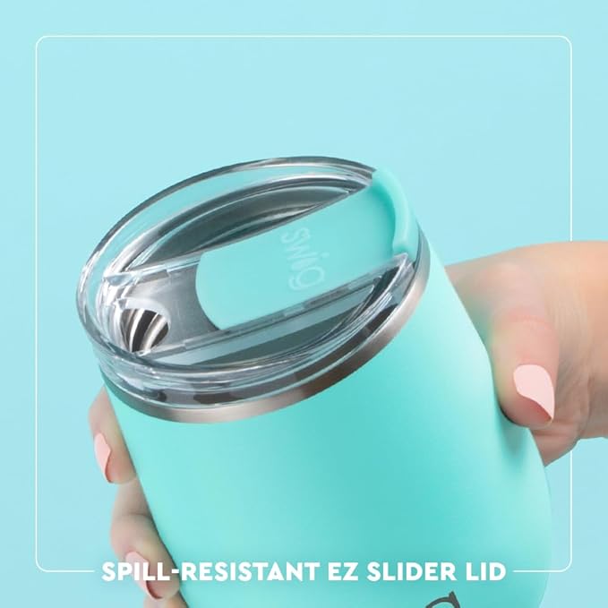 Swig Life 12oz Wine Tumbler with Lid, Stainless Steel, Dishwasher Safe, Portable, Triple Insulated Wine Tumbler (Errbody Lake)