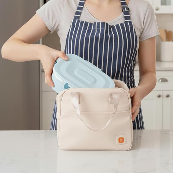Insulated Bento Box with Thermo, 18/8 Stainless Steel Lunch Box, Bento Box for Adults and Kids with PP5 Containers, Food Containers with Bag for Office or School, Blue