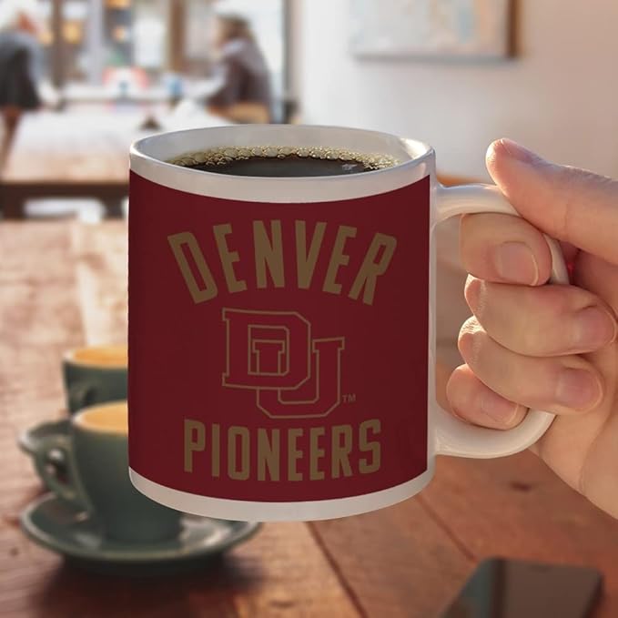 University of Denver Pioneers Ceramic Coffee Mug, Novelty Gift Mugs for Coffee, Tea and Hot Drinks, 11oz, White