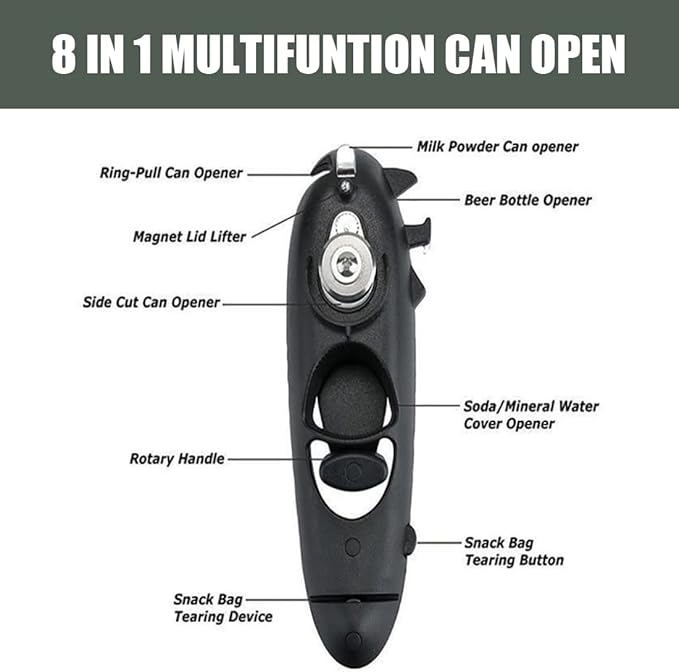 Can Opener Manual 8 In 1 Multifunction Bottle Opener Jar Bottle Can Screw Opener Effort-saving Kitchen Gadgets Beer Bottle Opener
