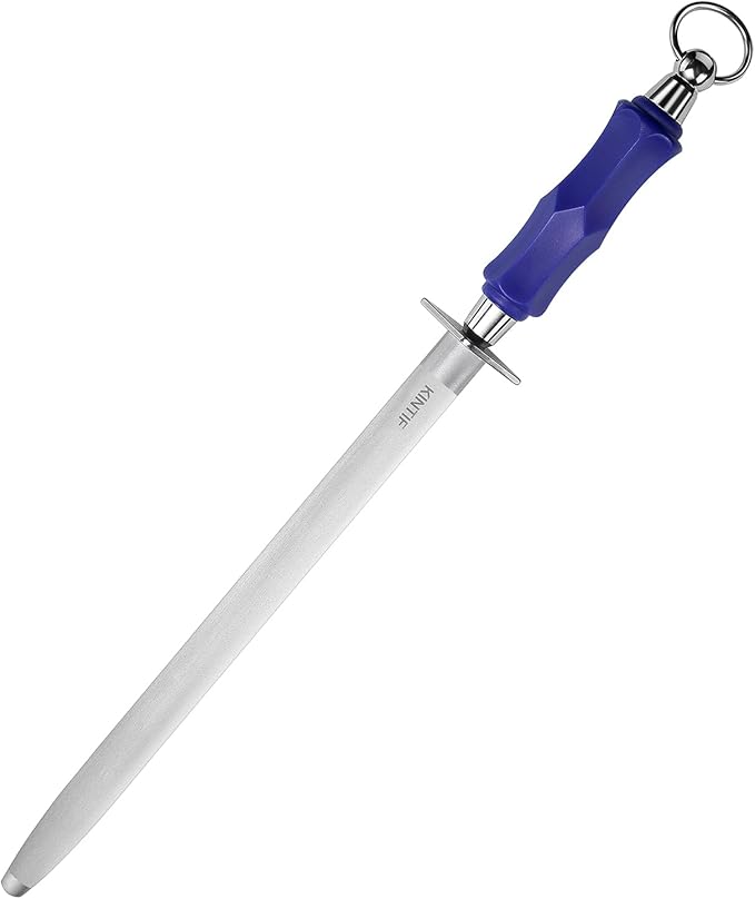 Honing Steel 12 inch Professional Knife Sharpener Honing Rod, Fine Lines, High Carbon Steel, High hardness, Flat Knife Sharpening Steel