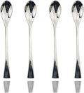 JASHII 18/10 Stainless Steel 4 Piece Mirror Polished Silver Long Handle Spoon Ice Cream Spoon Coffee Spoon Silverware Server Utensil Set 18CM