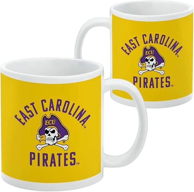 East Carolina Pirates Ceramic Coffee Mug, Novelty Gift Mugs for Coffee, Tea and Hot Drinks, 11oz, White