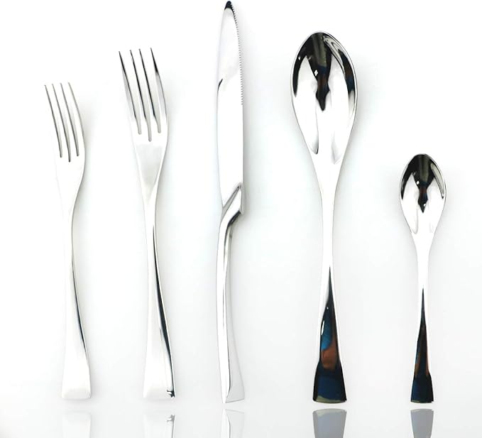 JASHII 18/10 Stainless Steel 20 Piece Mirror Polished Silver Flatware Set,Dinner Knife Fork Salad Fork Coffee Spoon，Service for 4 ，Silverware Utensil Sets