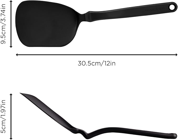 Dreamfarm Chopula Non-Stick-Safe Super-Flexible Sit-Up Spatula with Strong Flat Edge to Separate Food - 12" Black
