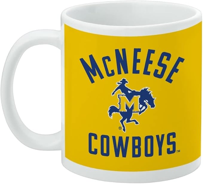 McNeese State University Cowboys Logo Ceramic Coffee Mug, Novelty Gift Mugs for Coffee, Tea and Hot Drinks, 11oz, White