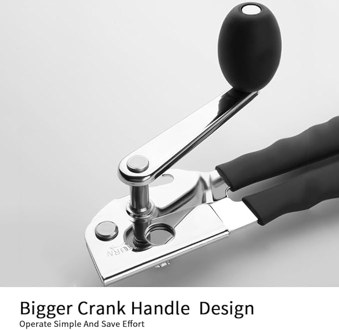 Smooth Edge Safety Cutter Manual Can Opener with Commercial Comfortable Crank Handle Heavy Duty Can Opener-Easy to Use (Heavy Duty Can Open)