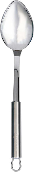 Serving Spoon 1 Pack 12.3 Inch Ergonomic Handle Spoon Dishwasher Safe Stainless Steel Silver Buffet Utensil Durable Catering Cutlery for Serving at Buffets, Events