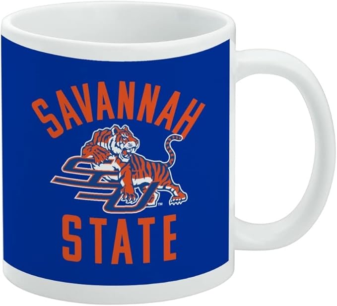 Savannah State University Tigers Logo Ceramic Coffee Mug, Novelty Gift Mugs for Coffee, Tea and Hot Drinks, 11oz, White