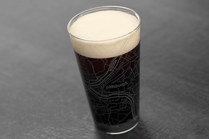 Well Told Engraved Pittsburgh Pennsylvania Map Pint Glass, Etched Beer Gift (16 oz, Clear) City Map Pint, Custom City Glassware, Gifts For Beer Lovers
