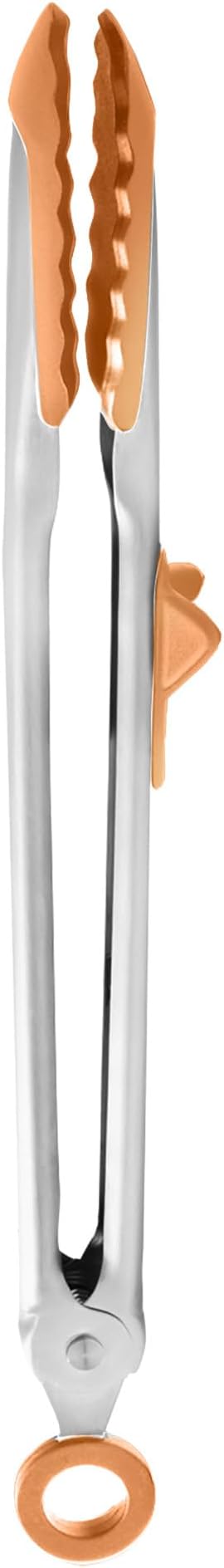 Tovolo Tongs With Silicone Tips Easy Grip 13” Long Kitchen Tongs Stainless Steel Handle For Cooking BBQ, Non Scratch Heat Resistant Metal Tongs Silicone Tipped Dishwasher Safe BPA Free Apricot Orange