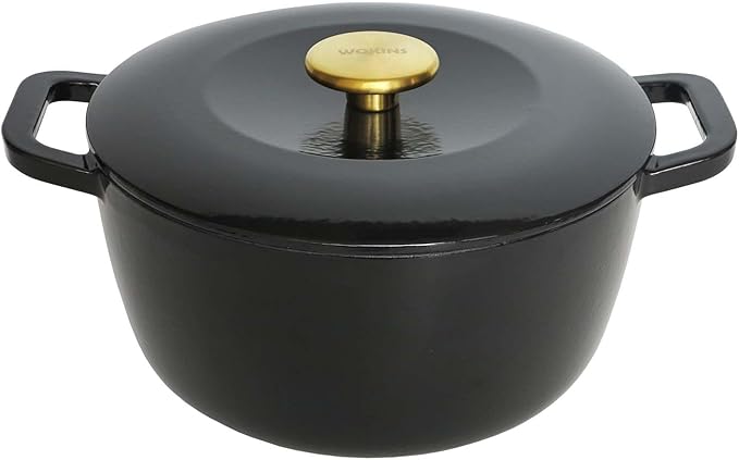 Enamel Cast Iron Dutch Oven with Lid,Dual Handles,Heavy-Duty Cookware for Sourdough Bread Baking,Braising,Stews,Roasting,Oven Safe up to 500° F,5.5QT,black