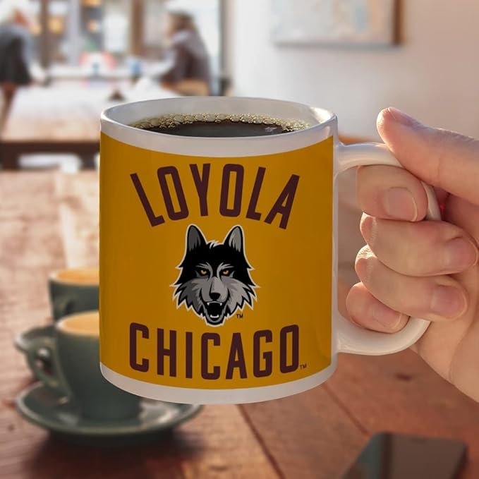 Loyola University Chicago Ramblers Ceramic Coffee Mug, Novelty Gift Mugs for Coffee, Tea and Hot Drinks, 11oz, White