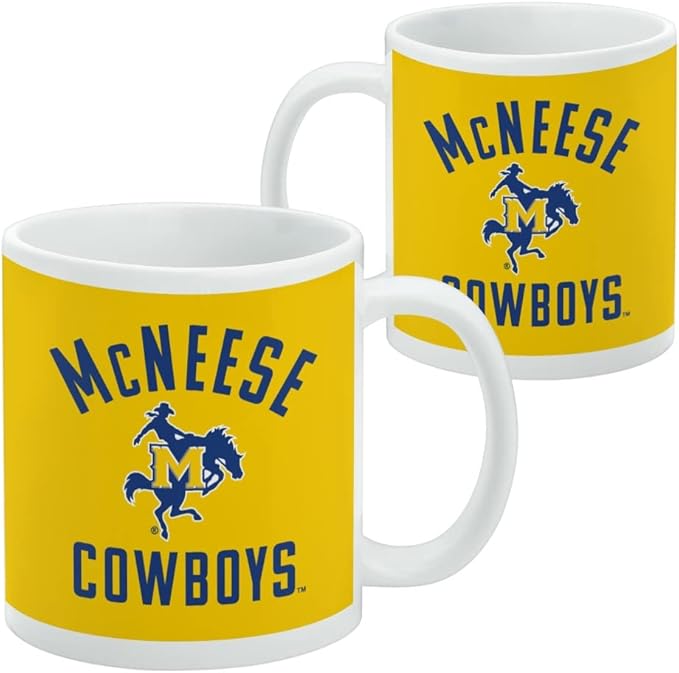 McNeese State University Cowboys Logo Ceramic Coffee Mug, Novelty Gift Mugs for Coffee, Tea and Hot Drinks, 11oz, White
