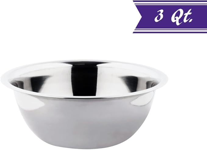 Betolla 3 Quart Stainless Steel Mixing Bowl – Medium Weight Flat Base Prep Bowl with Polished Mirror Finish for Baking, Cooking & Food Prep