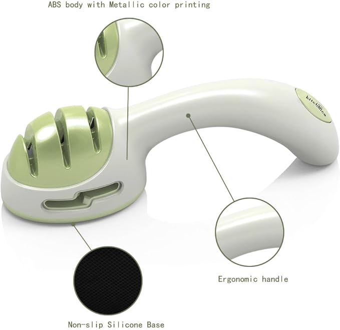 Knife Sharpener for Kitchen,Handheld Sharpener for Repairing and Polishing Kitchen Knives,Manual Sharpener Suitable for Various Kitchen Knives (Green)