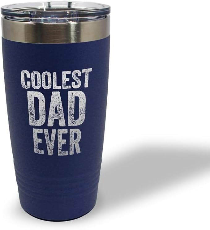 Tumblera Tumblers Travel Mugs Coolest Dad Ever C Family & Friends Dad Insulated Drinkware Personalized Tumbler Cups Coffee Tumbler Engraved Stainless-Steel 20 Oz Navy Design Only
