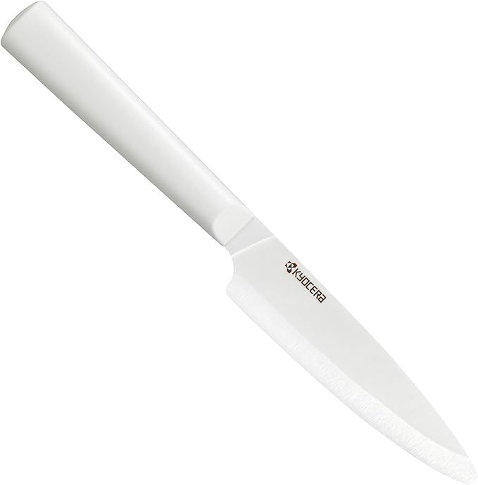 Kyocera INNOVATIONwhite 4.5" Ceramic Utility Knife - White Z212 Blade with Non-Slip White Handle