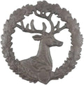 Handcrafted Nautical Decor Cast Iron Deer and Wreath Kitchen Trivet 8"
