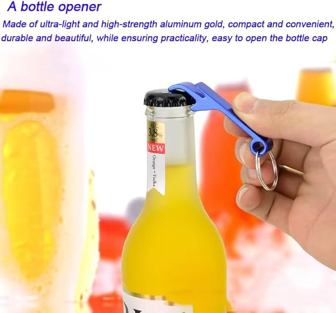 50 Pcs Bottle opener Keychain Bulk,Soda Beverage Beer Bottle Opener Keychain,Bottle Openers Aluminum Beer Bottle Opener Claw Beverage Keychain Ring for Kitchen,Wedding, Bar,Party(blue)