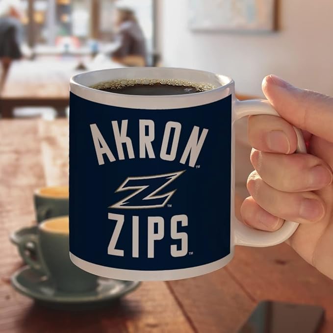 University of Akron Zips Logo Ceramic Coffee Mug, Novelty Gift Mugs for Coffee, Tea and Hot Drinks, 11oz, White