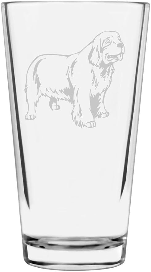 Clumber Spaniel Custom Personalized Dog Themed Etched All Purpose 16oz Pint Glass