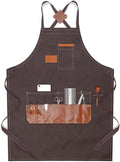boshiho Barber Shop Apron with Pockets Arist Painting Beauty Salon Aprons for Women/Men Utility Work Apron (Canvas Coffee)