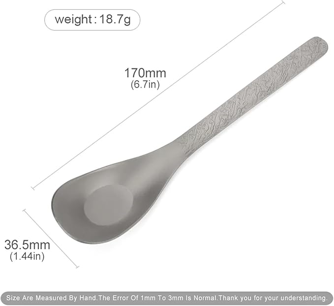 Long-Handled Relief Carving Soup Ladle Spoon, 6.7 in Pure Titanium Stirring Spoon for Coffee, Tea, Soup, Dessert, Ice, Bar, Kitchen, Cooking, Gift for Lovers