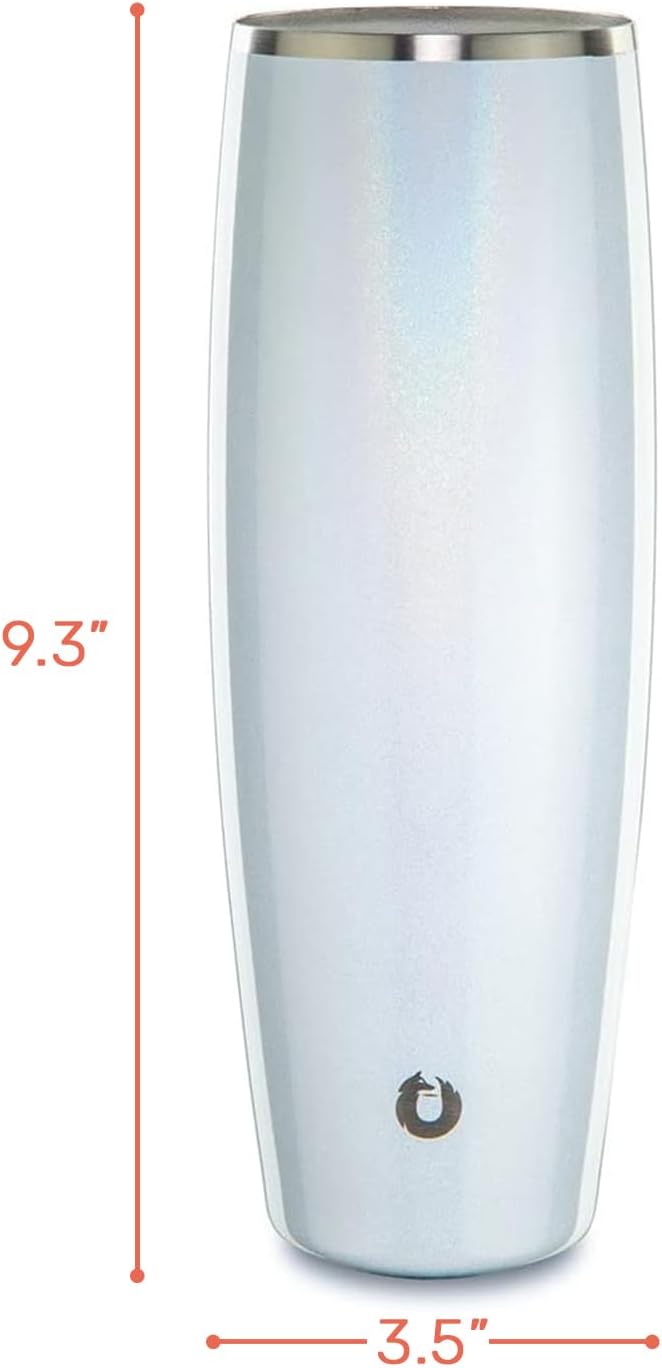 SNOWFOX Premium Vacuum Insulated Stainless Steel Beer Glass With Lid, Home Bar Accessories, Elegant Bartending, Lightweight Pint Glasses, Sleek Drinkware, Frosty Beverages Stay Cold, 23.9oz, White