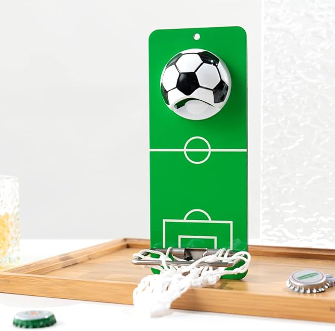 Arola Magnetic Soccer Bottle Opener, Removable Metal Wall Mounted Opener with Cap Catcher Collector, Gift for Soccer、Beer Lovers and Men, Use as Kitchen-Yard-Bar Decoration