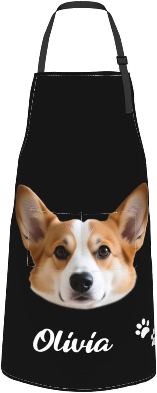 Custom Face Apron for Men Women, Personalized Photo Apron with Pockets, Customized Kitchen Aprons