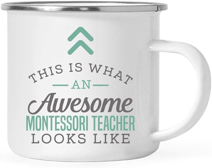 Andaz Press 11oz. Stainless Steel Campfire Coffee Mug Gift, This is What an Awesome Montessori Teacher Looks Like, 1-Pack, Birthday Ideas Coworker Him Her, Includes Box Montessori Gifts For Teachers