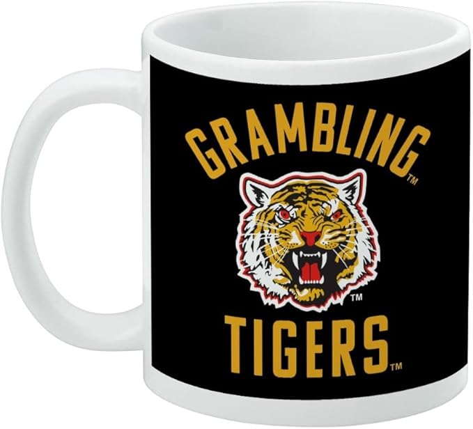 Grambling State University Tigers Logo Ceramic Coffee Mug, Novelty Gift Mugs for Coffee, Tea and Hot Drinks, 11oz, White