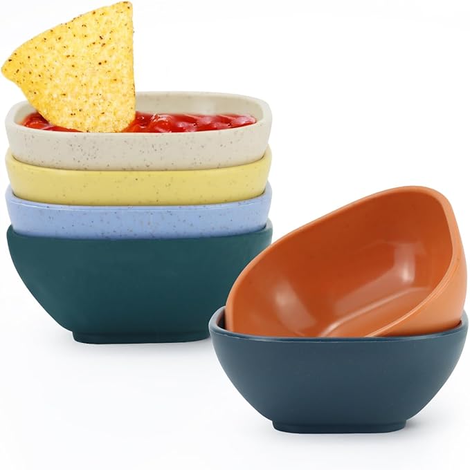 Homienly Soy Sauce Dishes,Wheat Straw Small Bowl Set of 6-4.5 OZ Small Dessert Bowls,Unbreakable Dipping Bowls,Dipping Sauce Cups,Mini Prep Bowl, Dip Bowls for Side Dish