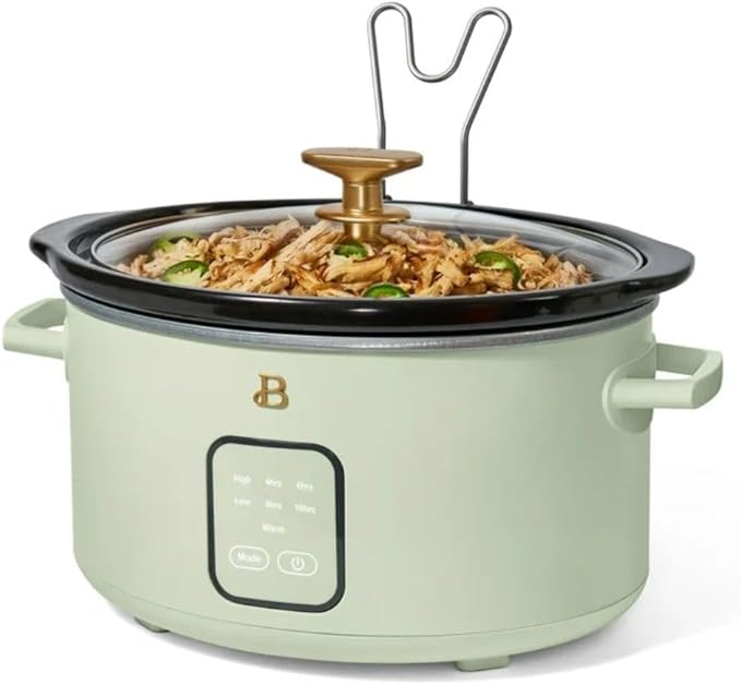 Beautiful by Drew Barrymore 4Qt Slow Cooker, Touch-Activated Display, 4 Presets, Auto Warm, Dishwasher-Safe Pot.