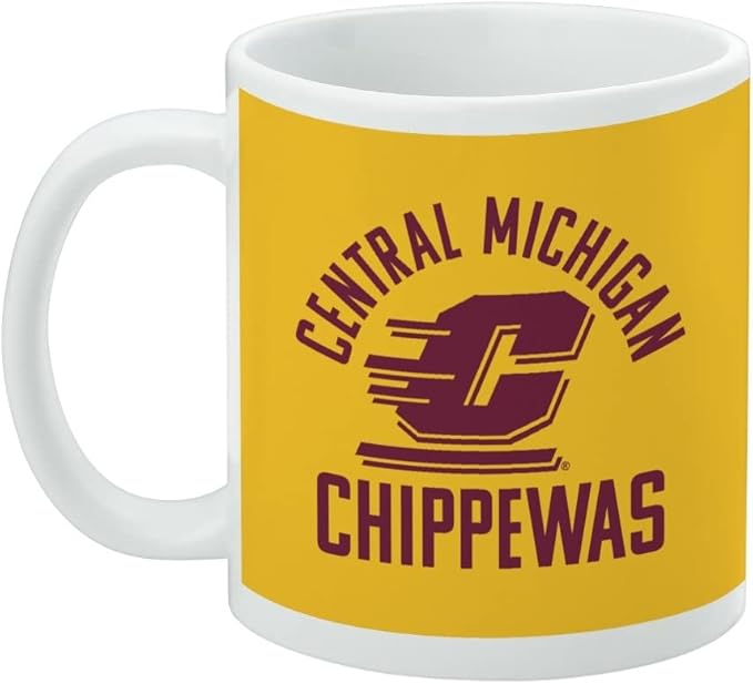Central Michigan University Chippewas Ceramic Coffee Mug, Novelty Gift Mugs for Coffee, Tea and Hot Drinks, 11oz, White