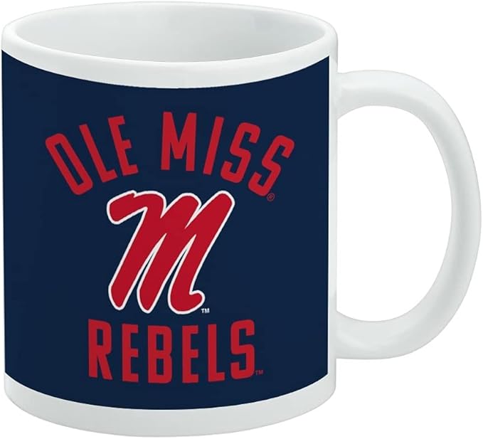 University of Mississippi Rebels Ceramic Coffee Mug, Novelty Gift Mugs for Coffee, Tea and Hot Drinks, 11oz, White