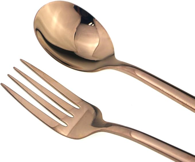 JASHII Mirror Polished Rose Gold 30-Piece SUS304 Stainless Steel Flatware Set,Silverware Set Dinner Knife Fork Spoon Dessert Fork Salad Spoon Service for 6