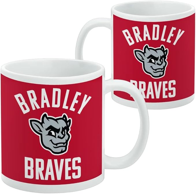 Bradley University Braves Ceramic Coffee Mug, Novelty Gift Mugs for Coffee, Tea and Hot Drinks, 11oz, White
