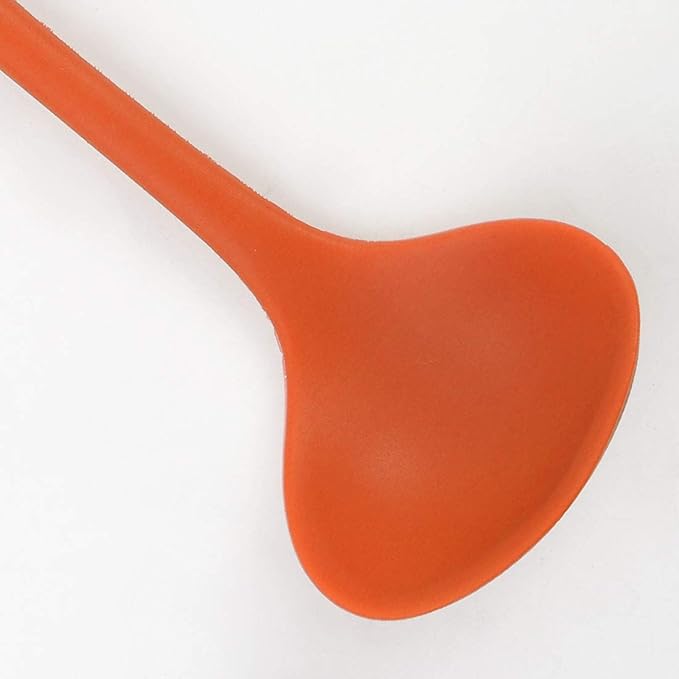 uxcell Silicone Soup Ladle Spoon 8.5 Inch Heat Resistant to 450°F One Piece Design Restaurant Kitchen Cooking Utensil for Serving Soup Orange